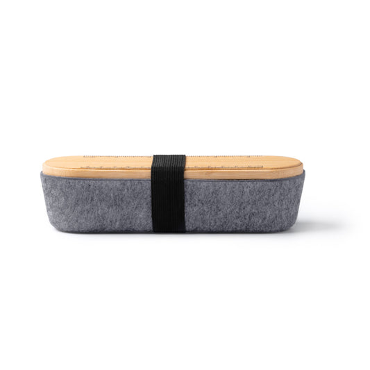 Stamina Nibix bamboo and recycled felt pencil case in beige, ready for laser engraving