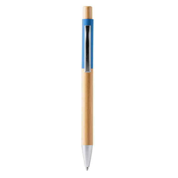 Stamina Osiris bamboo ball pen in light royal, ready for logo printing