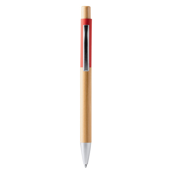 Stamina Osiris bamboo ball pen in red, ready for logo printing