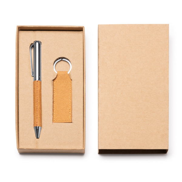 Stamina Fez recycled leather pen in beige, ready for laser engraving