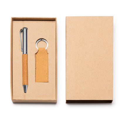 Stamina Fez recycled leather pen in beige, ready for laser engraving