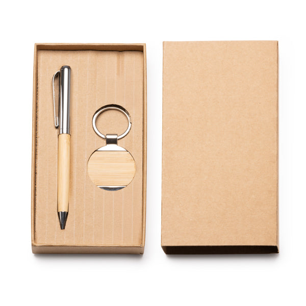 Stamina Set Paulov bamboo pen in beige, ready for logo printing