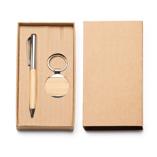 Stamina Set Paulov bamboo pen in beige, ready for logo printing