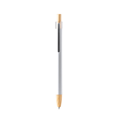 Stamina Silma bamboo ball pen in white, ready for logo printing