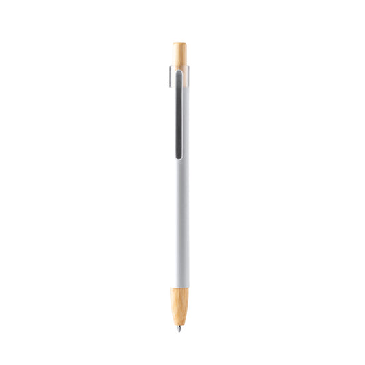Stamina Silma bamboo ball pen in white, ready for logo printing