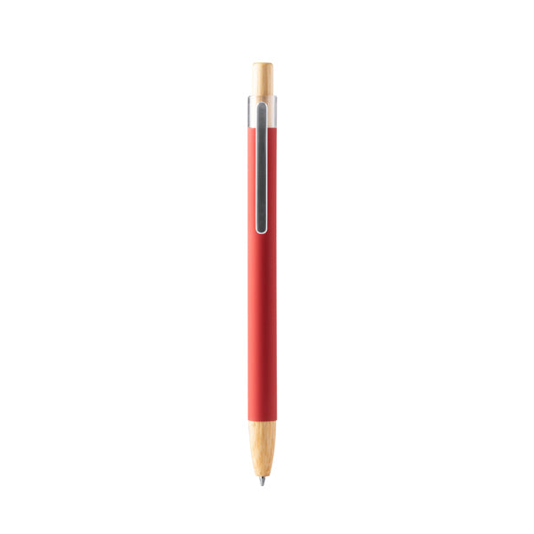 Stamina Silma bamboo ball pen in red, ready for logo printing