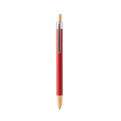 Stamina Silma bamboo ball pen in red, ready for logo printing