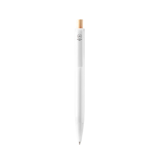 Stamina Kiki recycled ABS and bamboo ball pen in white, ready for logo printing