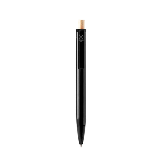 Stamina Kiki recycled ABS and bamboo ball pen in black, ready for logo printing