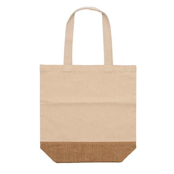 Stamina Mendes recycled cotton and jute tote bag in beige, ready for logo printing