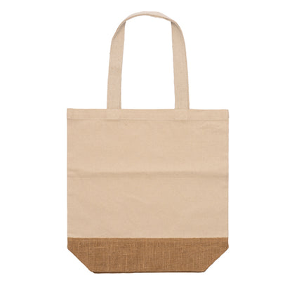 Stamina Mendes recycled cotton and jute tote bag in beige, ready for logo printing
