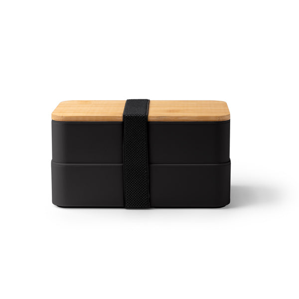 Stamina Janex bamboo and PP lunch box in black, ready for logo printing
