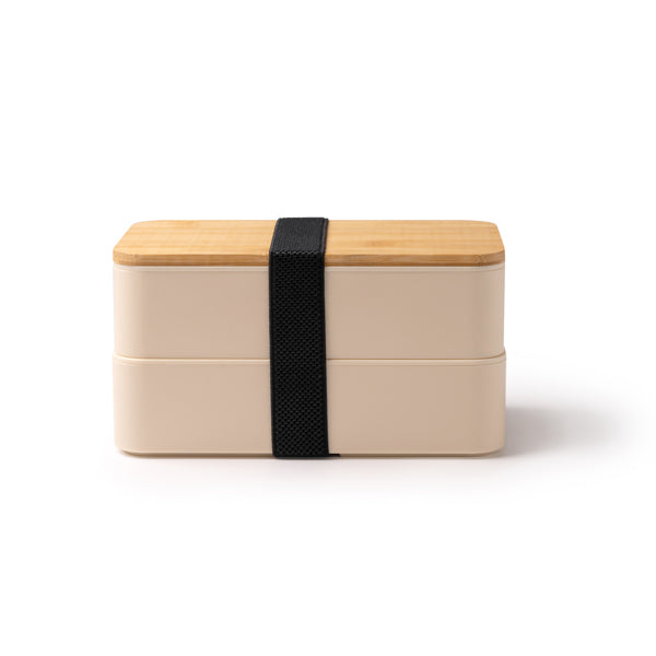 Stamina Janex bamboo and PP lunch box in beige, ready for logo printing