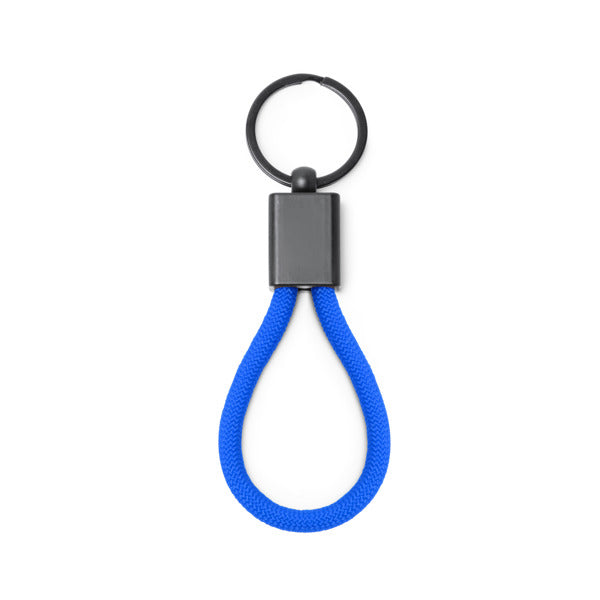 Stamina Makan metal and polyester keyring in royal blue, ready for laser engraving