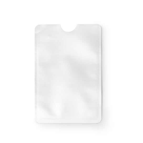 Stamina Travis RFID card sleeve in aluminium finish in white, ready for logo printing