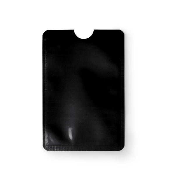 Stamina Travis RFID card sleeve in aluminium finish in black, ready for logo printing