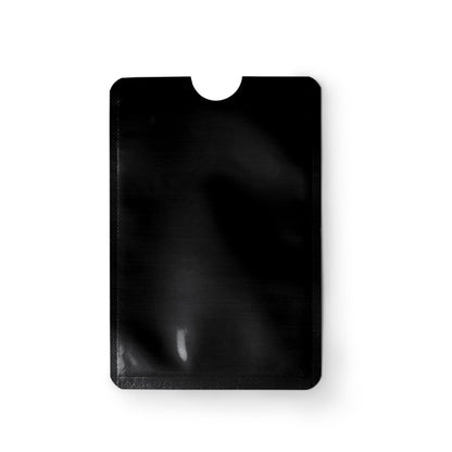 Stamina Travis RFID card sleeve in aluminium finish in black, ready for logo printing