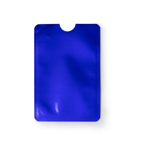 Stamina Travis RFID card sleeve in aluminium finish in royal blue, ready for logo printing