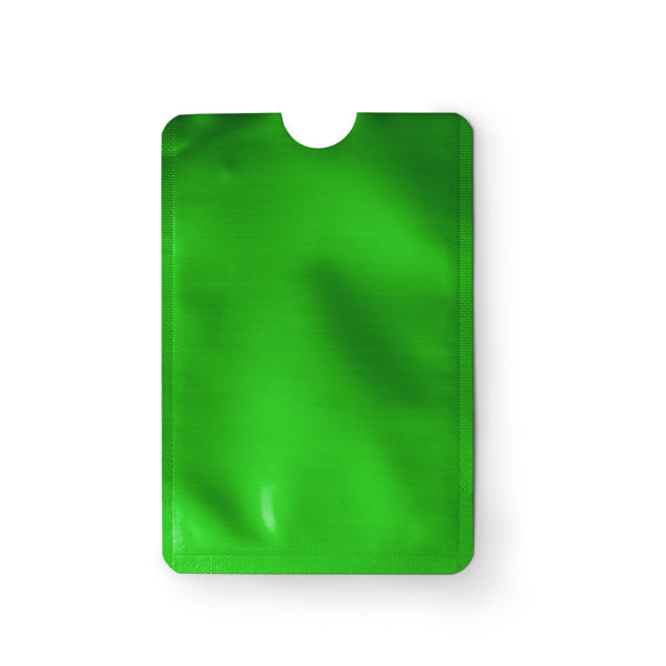 Stamina Travis RFID card sleeve in aluminium finish in fern green, ready for logo printing