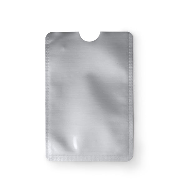 Stamina Travis RFID card sleeve in aluminium finish in silver, ready for logo printing