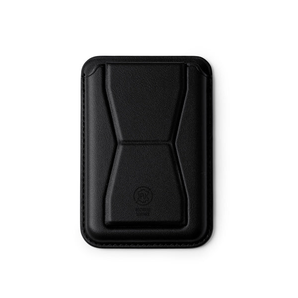 Stamina Sekun recycled PU phone stand in black, ready for logo printing