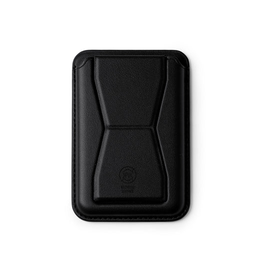 Stamina Sekun recycled PU phone stand in black, ready for logo printing