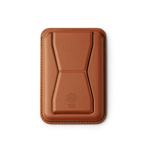 Stamina Sekun recycled PU phone stand in brown, ready for logo printing