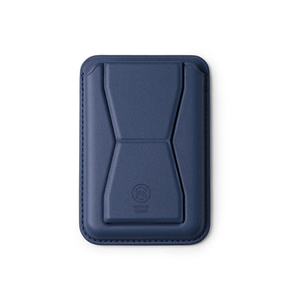 Stamina Sekun recycled PU phone stand in navy blue, ready for logo printing