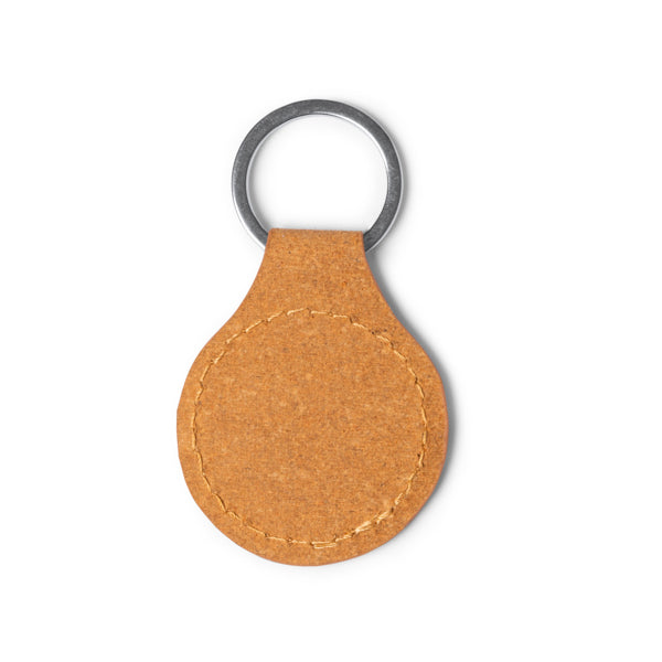 Stamina Luxor recycled leather keyring in round, ready for logo printing