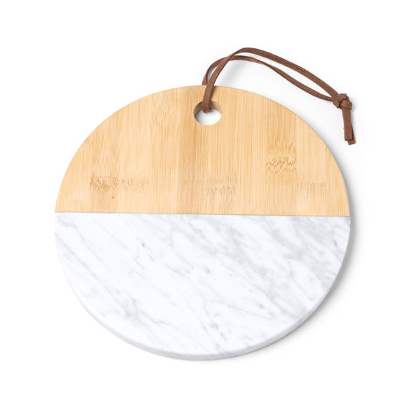 Stamina Benek natural bamboo and marble chopping board in beige, ready for laser engraving