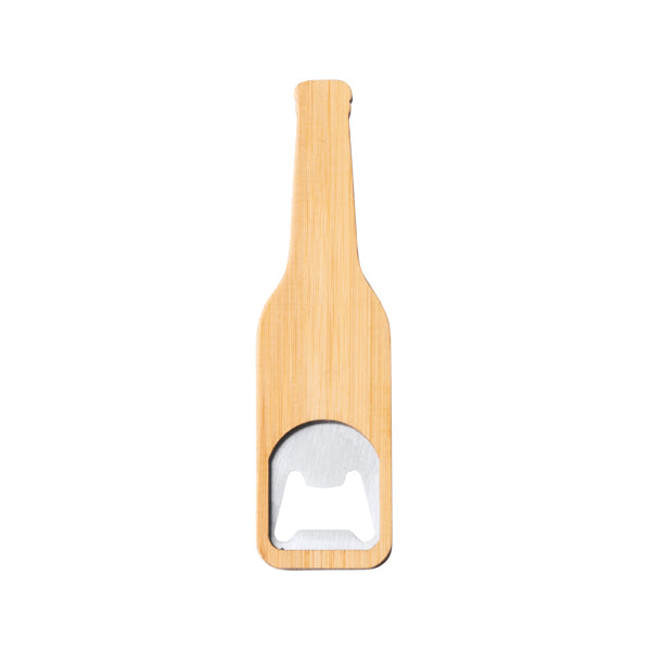 Stamina Pilsen bamboo bottle opener in beige, ready for logo printing