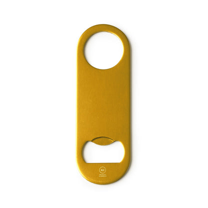 Stamina Davy recycled aluminium bottle opener in yellow, ready for laser engraving