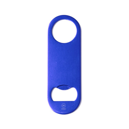 Stamina Davy recycled aluminium bottle opener in royal blue, ready for laser engraving