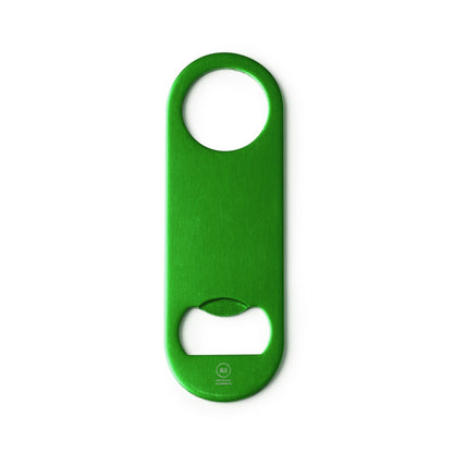 Stamina Davy recycled aluminium bottle opener in fern green, ready for laser engraving