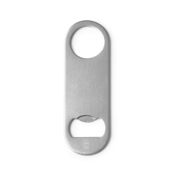 Stamina Davy recycled aluminium bottle opener in silver, ready for laser engraving