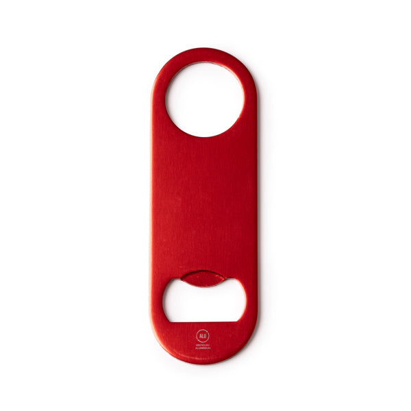 Stamina Davy recycled aluminium bottle opener in red, ready for laser engraving