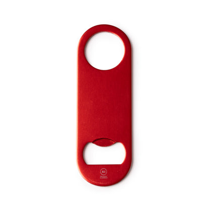 Stamina Davy recycled aluminium bottle opener in red, ready for laser engraving