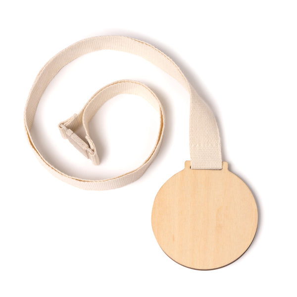 Stamina Holden bamboo and cotton medal in beige, ready for laser engraving