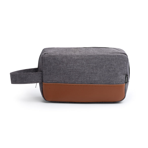 Stamina Tosun recycled polyester RPET toiletry bag in heather grey, ready for logo printing