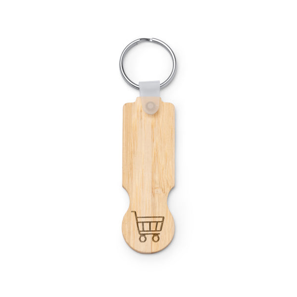 Stamina Nokel bamboo keyring in beige, ready for logo printing