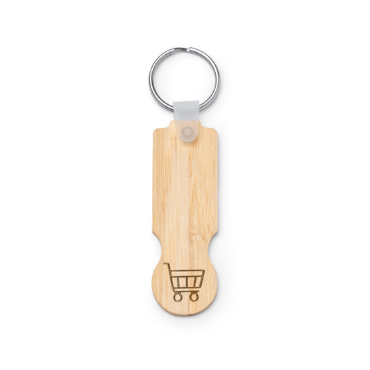 Stamina Nokel bamboo keyring in beige, ready for logo printing