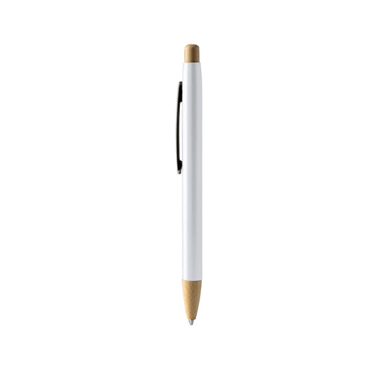 Stamina Verso bamboo ball pen in white, ready for logo printing
