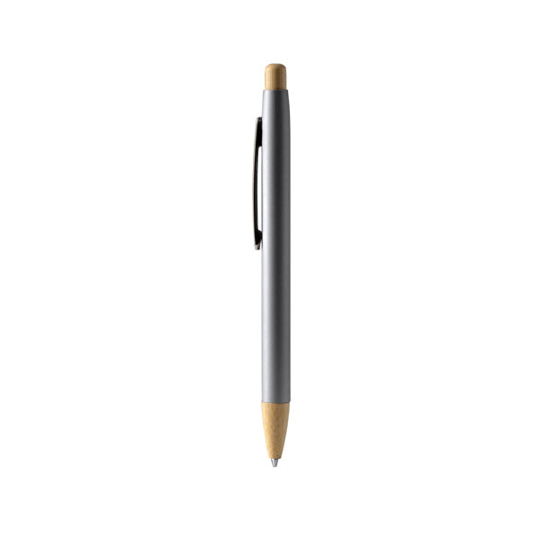 Stamina Verso bamboo ball pen in silver, ready for logo printing