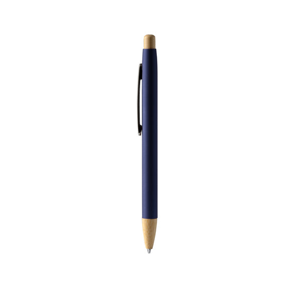 Stamina Verso bamboo ball pen in navy blue, ready for logo printing