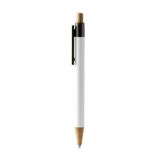 Stamina Copla bamboo ball pen in white, ready for logo printing