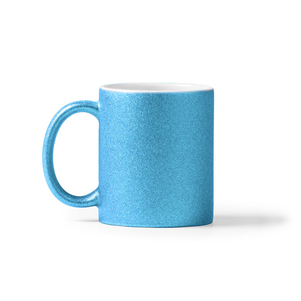 Stamina Fiona glitter-effect ceramic mug 350 ml in light royal, ready for logo printing