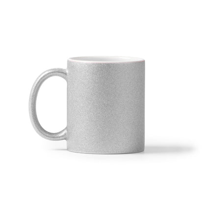 Stamina Fiona glitter-effect ceramic mug 350 ml in silver, ready for logo printing