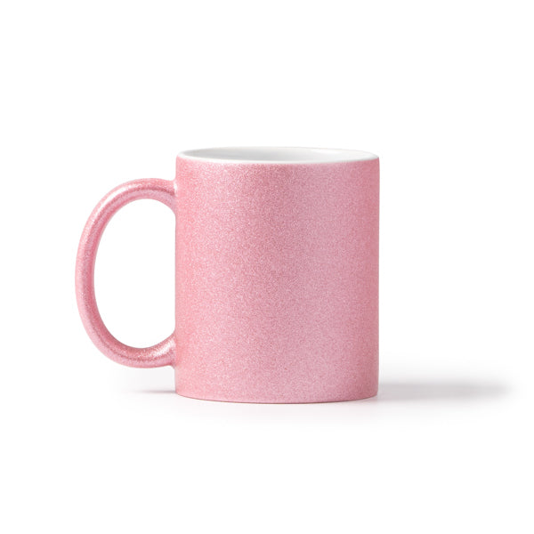 Stamina Fiona glitter-effect ceramic mug 350 ml in light pink, ready for logo printing