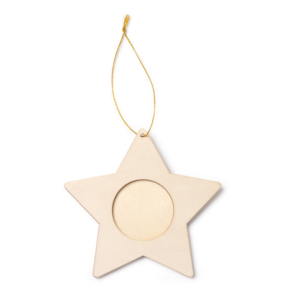 Stamina Filey wood Christmas decoration in star, ready for laser engraving