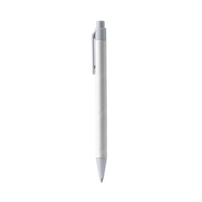 Stamina Piero recycled cardboard and recycled ball pen in white, ready for logo printing
